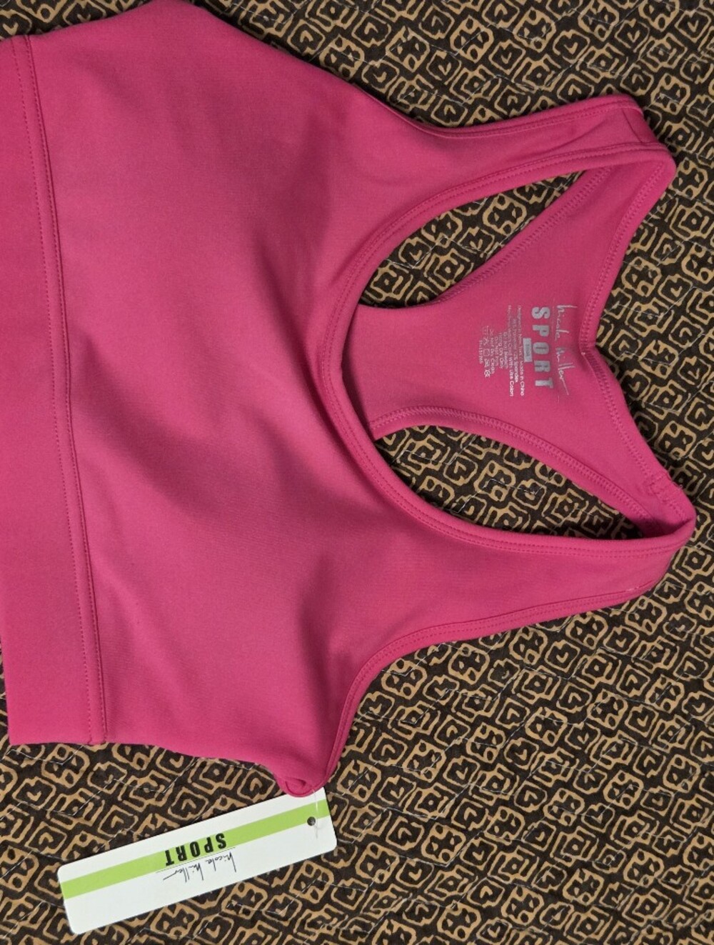 Brand New! Retail $48 Nicole Miller Sport Hot Pink Racerback Athletic Bra
